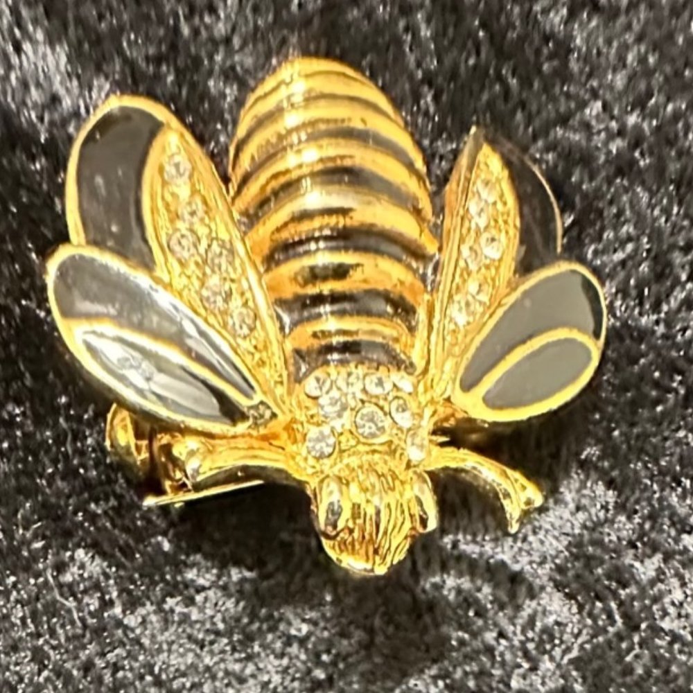 Black & Gold Bumble Bee Pin w/ Stones